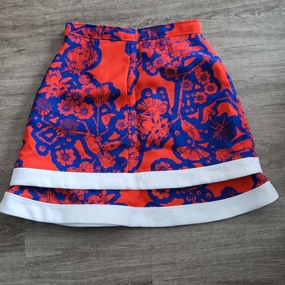 Carven Printed Mini Skirt-BLUE/RED-36 - Picture 4 of 6